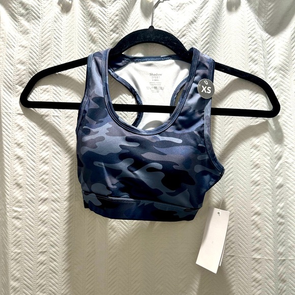 SHADOW SPORT Blue Camouflage Racerback Sports Bra with Elastic Support - Picture 1 of 2